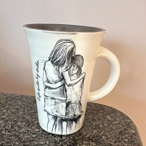 Hallmark Cream Coffee or Tea Mug with Artistic Sketch Life Side By Side
